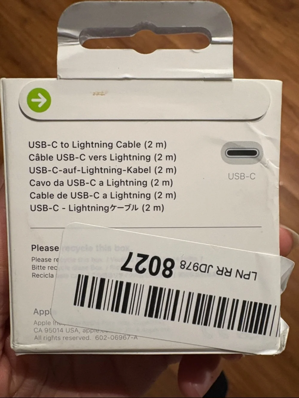 Apple USB-C to Lightning Cable — White